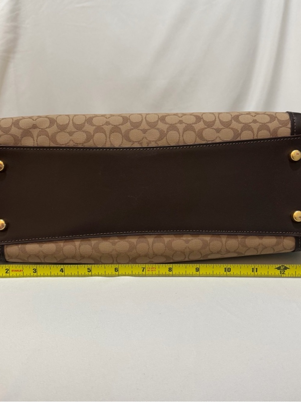 Coach Brown Signature Canvas Shoulder Bag with Dark Brown Trim - Picture 10 of 12